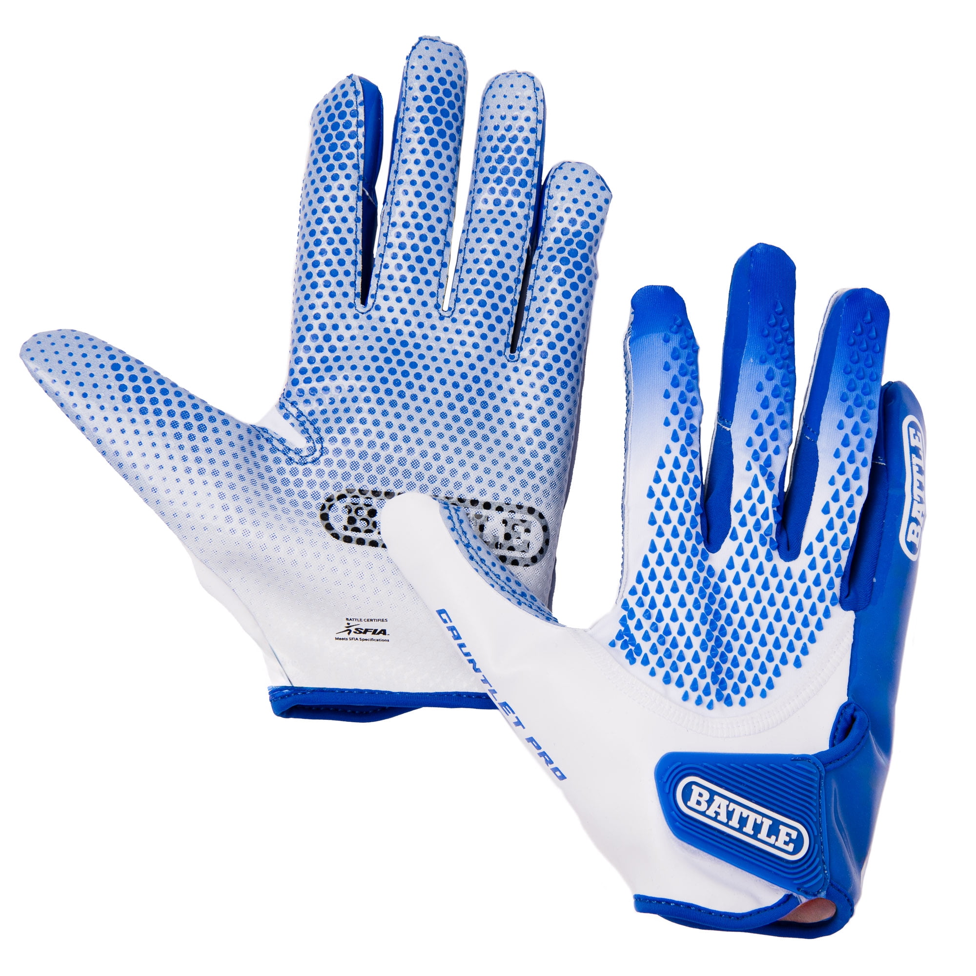 Battle Sports Adult Gauntlet Pro Receiver Football Glove - Royal/White - 2Xlarge