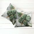 thumbnail image 2 of Ambesonne Monstera Throw Pillow Cover Pack of 2, Marble Boho Mid Century, 2 Pcs-20"x20", Pale Grey Fern Green, 2 of 5
