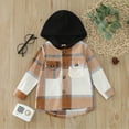 thumbnail image 2 of PINQI Baby Cartoon Snowsuit Toddler Boys Girls Shirt Coat Jacket Plaid Long Sleeve Kids Tops Hooded Windbreaker Outerwear with Pockets, 2 of 6