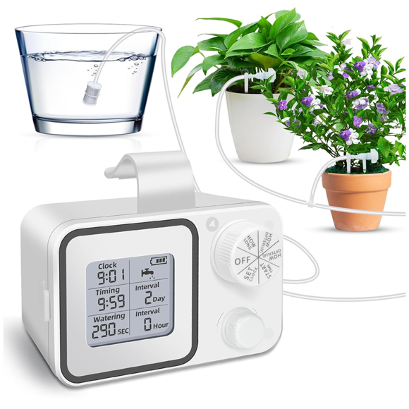 Automatic Watering System with Adjustable Drippers Automatic Drip Irrigation Kit with Customize Schedule Water
