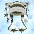 thumbnail image 3 of AJGRHE Beanies Cat Beanie Y2k Beanie Goth Knit Hat Grunge Crochet Hats for Women y2k Accessories Light Green One Size, 3 of 4