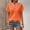 Orange, variant on Women's Diamond Jacquard V Neck Blouse Short Sleeve Button Detail Casual Top Loose Fit Summer Shirt for Daily Wear Pink XXL