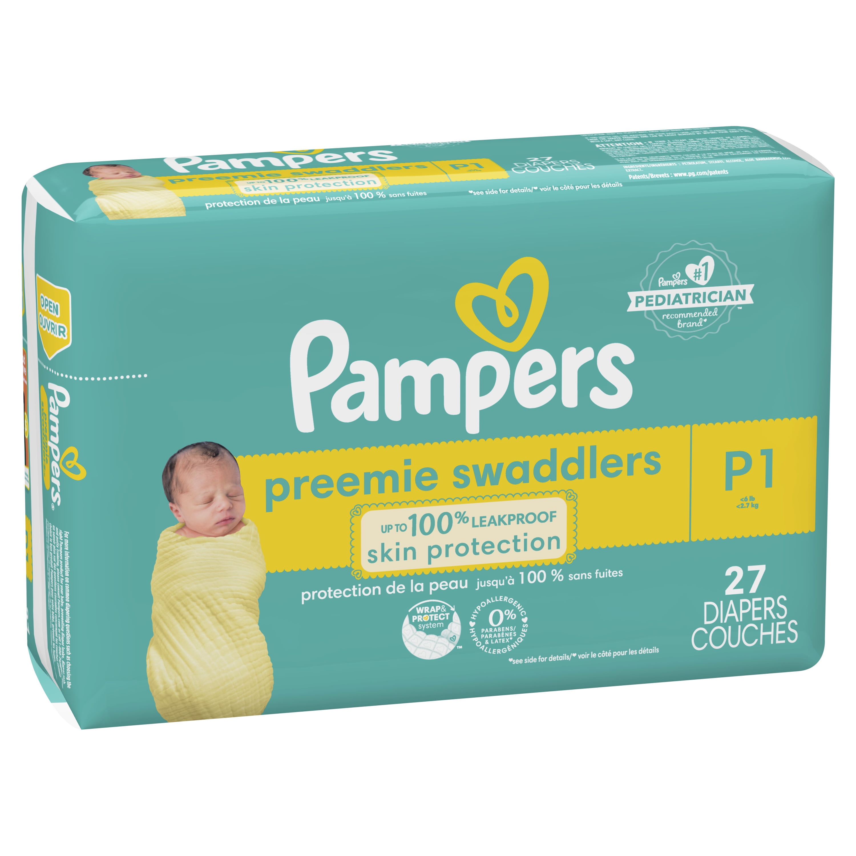 Pampers Swaddlers Diapers Size Preemie 27 Count Select for