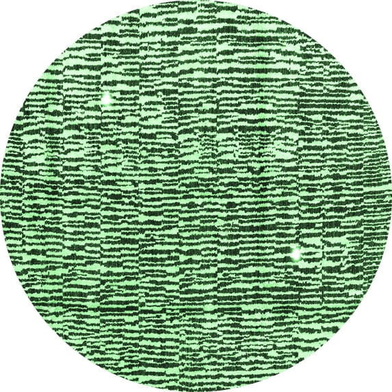 Ahgly Company Indoor Round Abstract Emerald Green Modern Area Rugs, 7' Round
