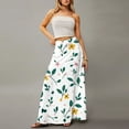 thumbnail image 5 of WTOBBY Women's Travel-Friendly Foldable Floral Print High Waist Casual Skirt with Pocket, Draped Relaxed Long Maxi Leisure Skirt for Cruise Trips and Explorations,White M, 5 of 5