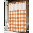 thumbnail image 4 of Orange Plaid No Hook Shower Curtain Waterproof,Bathroom Curtains with Snap in Liners and See Through Top Window,Gradient Geometric Buffalo White Checkered Hotel Bathtub Curtains Shower 72"Wx84"L, 4 of 8