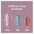 thumbnail image 5 of Voyager 40 Oz Stainless Steel with Handle, Insulated Water Bottle With Straw & Lid, Cupholder Friendly Reusable Travel Mug (Cotton Pink), 5 of 8