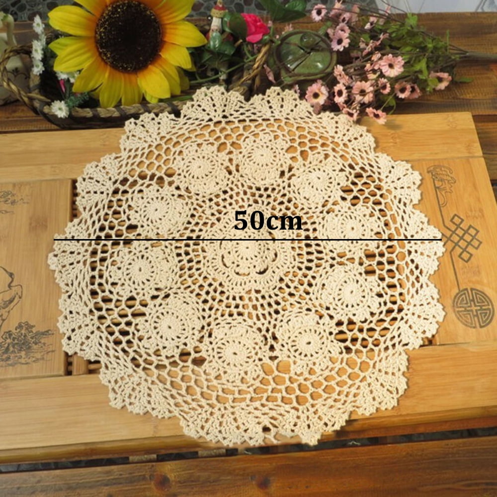 Small Round Lace Table Cloth Vintage Crochet Cotton Fl Tablecloth 50cm Decor Com Small Round Lace Table Cloth Vintage, Small Round Vintage Tablecloth