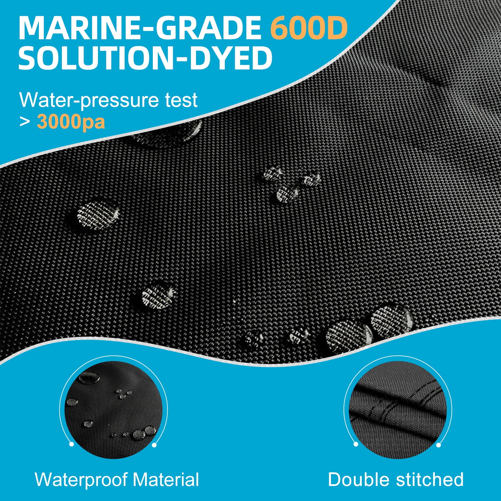 Seapisode 600D Kayak Cover,Heavy Duty Tear Resistant Canoe Cover, Waterproof & UV-Proof Trailerable Kayak Covers for Outdoor and Indoor Storage(Fits 9.3-10.5ft）Black