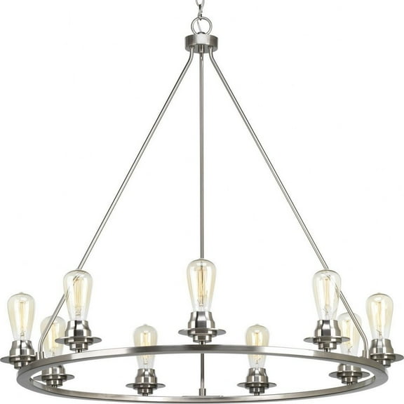 P400016-009-Progress Lighting-Debut - Chandeliers Light - 9 Light in Farmhouse style - 36 Inches wide by 34.5 Inches high-Brushed Nickel Finish