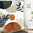 thumbnail image 2 of Boho Mid Century Shower Curtain 60Wx72H Inches Abstract Golden Dots Leaves Modern Geometric Minimalist Aesthetic Bathroom Cloth Fabric Waterproof Polyester Home Decor Set with Hooks, 2 of 5