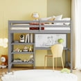 thumbnail image 2 of Nestfair Gray Twin Size Wooden Loft Bed with Shelves, Desk and Writing Board, 2 of 9
