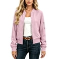 thumbnail image 4 of FDGIU Women's Waffle Knit Full Zip Jacket, Rib Cuff Long Sleeve Casual Sweatshirt Coat with Arm Zipper Pocket for Spring Fall Daily Lounge Layering, 4 of 5