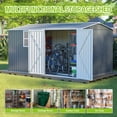thumbnail image 5 of 8x12 FT Outdoor Metal Storage Shed with Window & Floor Frame, Lockable Double Doors, Weatherproof Steel Tool Shed for Garden, Backyard, Lawn Equipment, and Patio Storage, 5 of 8