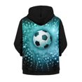 thumbnail image 2 of Chririnla Cyan Stars Soccer Ball Youth Athletic Sweatshirt Zip Up Hooded Long Sleeve with Pockets Sports Jacket for Gym ​​Size 12-14​​, 2 of 6
