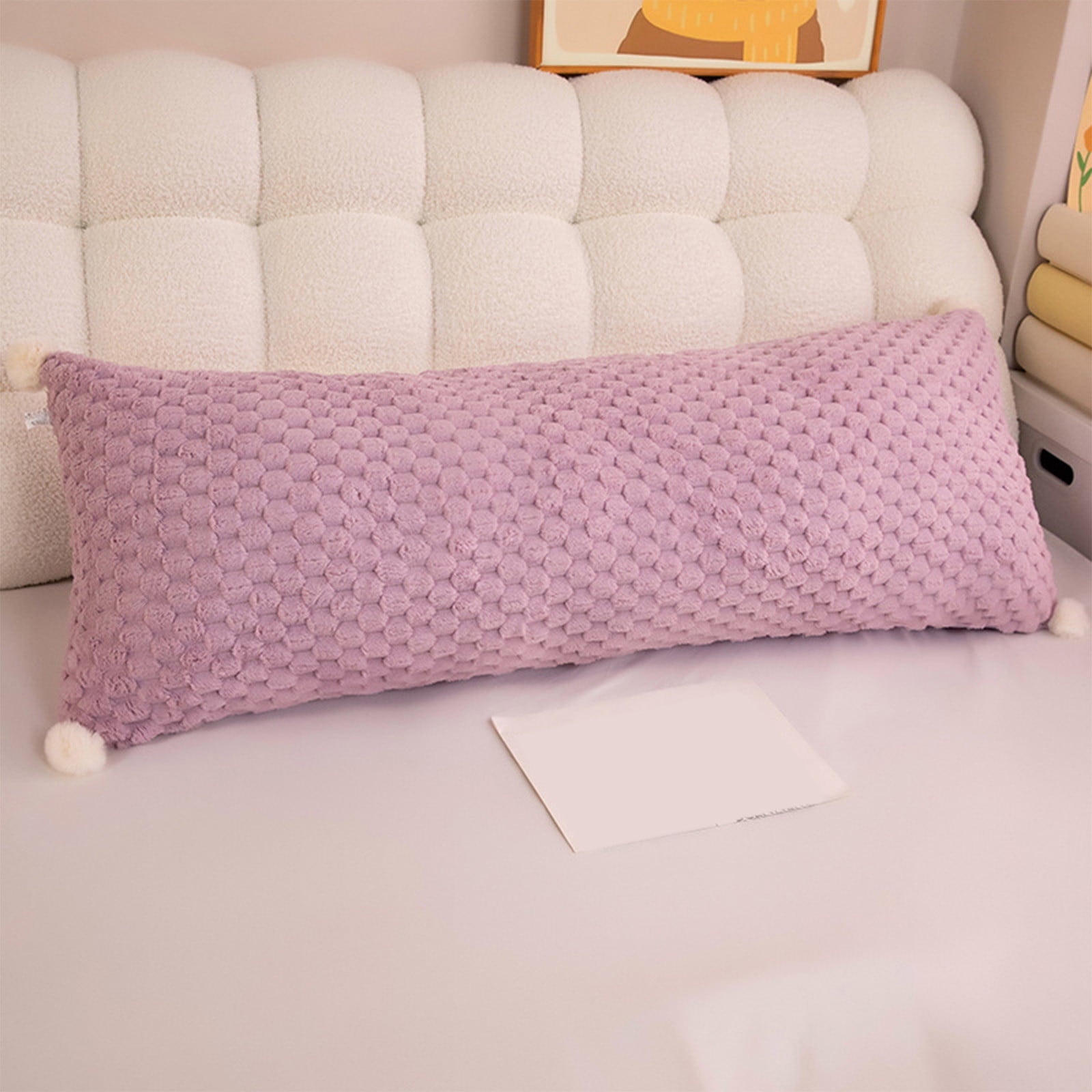 HengDidi Extra Soft Velvet Long Body Pillow for Side Sleepers Leg Support 60cm with Pillowcase and Insert Sofa Bedroom Companion Comfort Hug Gray Blue Pink Lavender Cozy Relaxation
