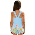 thumbnail image 2 of COEQINE Girls One Piece Tankini Swimsuit with Skirt and Inner Brief, Soft Scoop Neck Swimwear for Summer Camp, Comfortable Bathing Suit for 5-6 Years, Easter Bunny Blue Polka Dot, 2 of 8