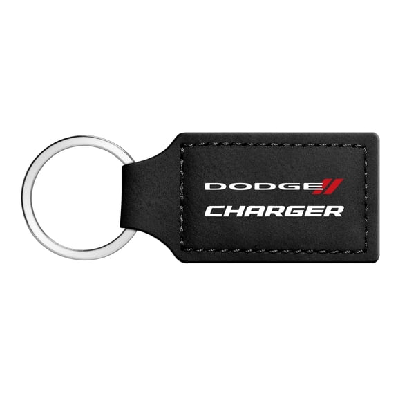 Dodge Charger Rectangular Black Leather Key Chain