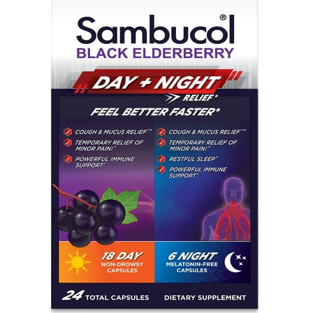 Sambucol Black Elderberry Day   Night Relief Capsules, 24ct