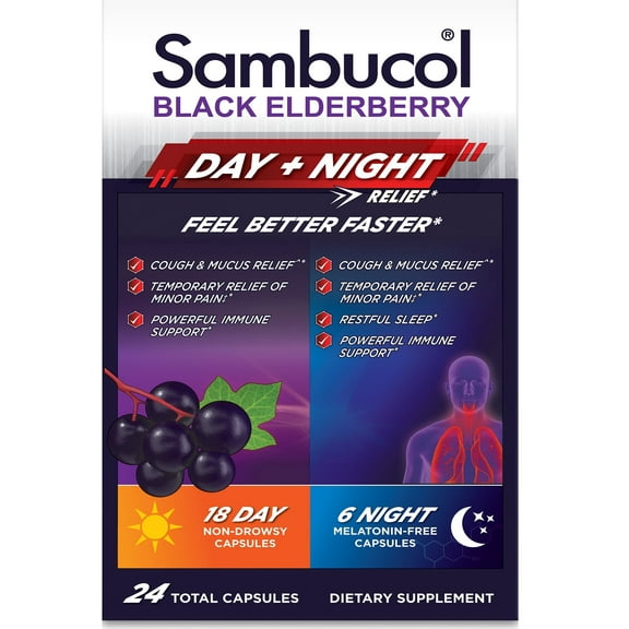 Sambucol Black Elderberry Day   Night Relief Capsules, 24ct