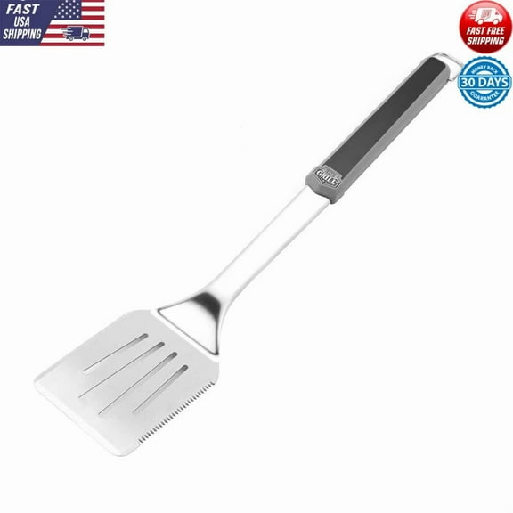 Stainless Steel Grill Spatula Serrated Edge Long Handle Ideal Cooking Grilling