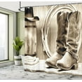 thumbnail image 4 of Ambesonne Black White Shower Curtain, Wild Vintage Rodeo, 69"Wx70"L, Sepia and Beige, 4 of 4