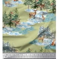 thumbnail image 1 of Soimoi Beige Viscose Chiffon Fabric Animals & Pine Tree Print Fabric by Yard 42 Inch Wide, 1 of 5