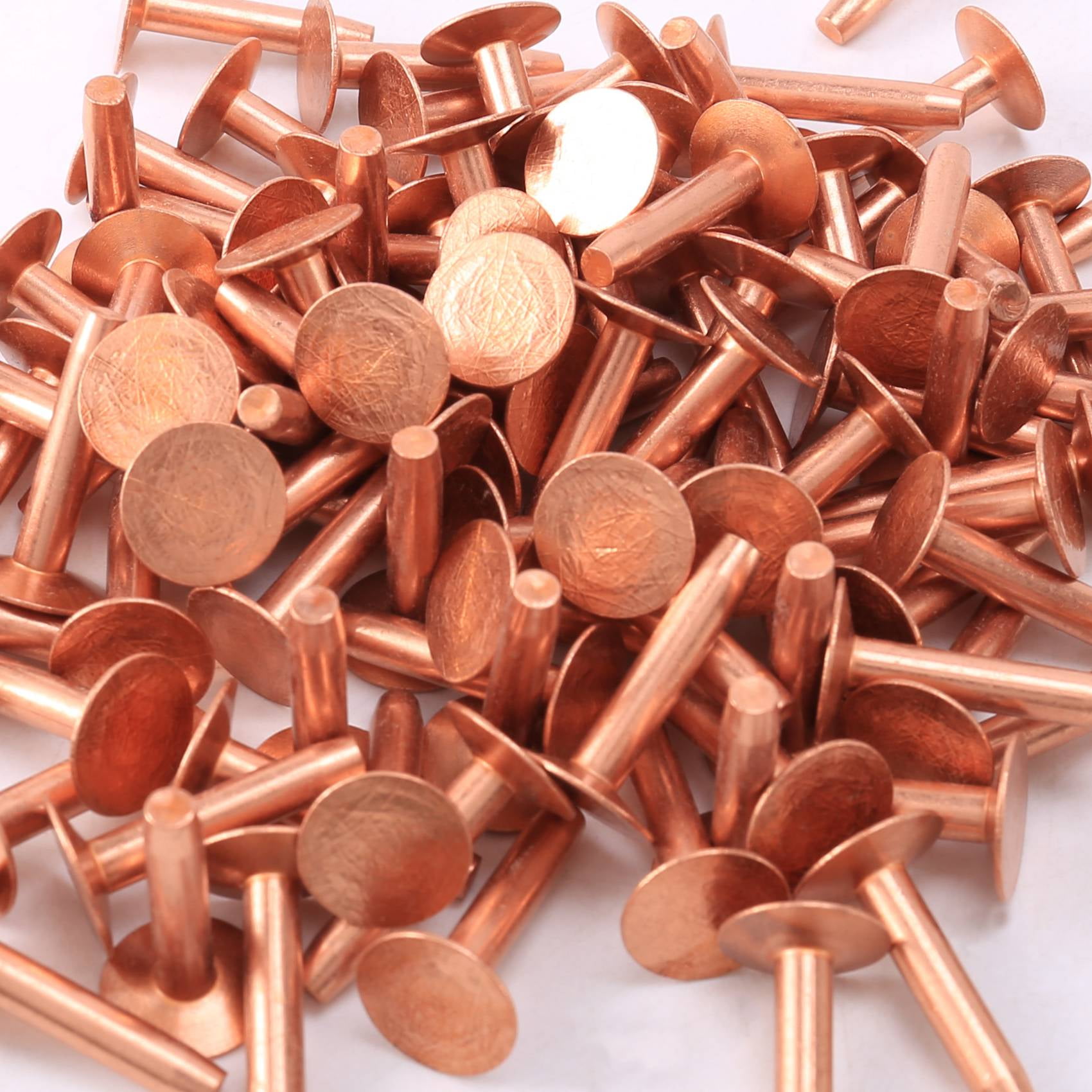 100 Sets Copper Rivets and Burrs Washers Leather Copper Rivet Fastener for  Belts Wallets Collars Leather DIY Craft Supplies (5/8 Inch, Size 9)