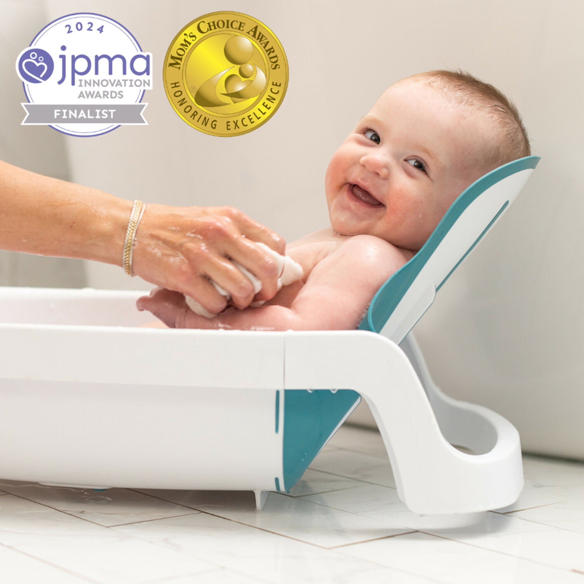 The First Years Sure Comfort 4-in-1 Reclining Bathtub - Adjustable All-in-1 Bathtub for Newborn to Toddler - Ages 0 to 24 Months