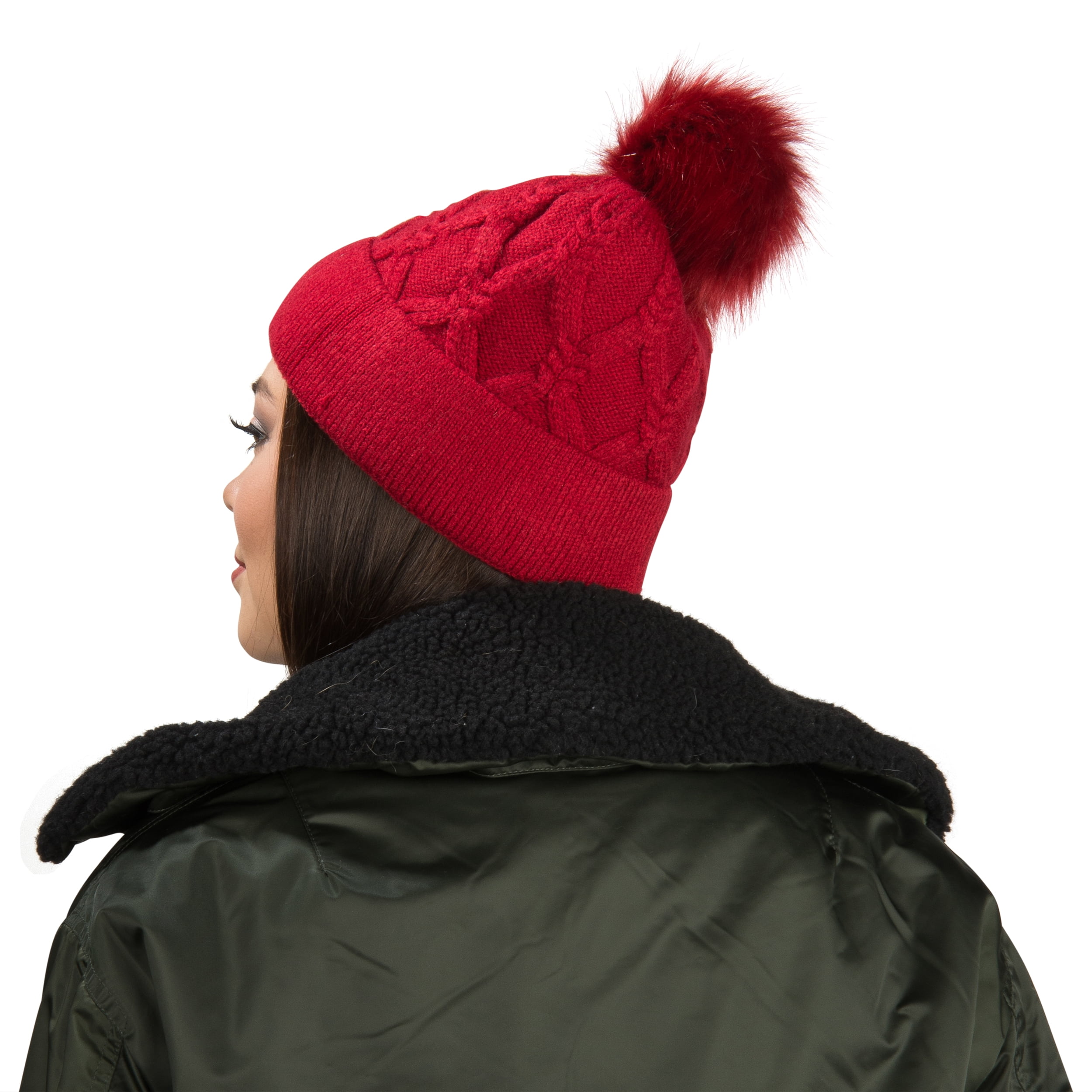 Women's Crocheted Warm Winter Pompom Beanie [One Size Fits Most]