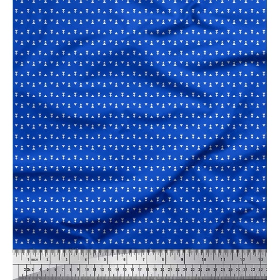 Soimoi Blue Cotton Duck Fabric Triangle Geometric Print Fabric by Yard 42 Inch Wide