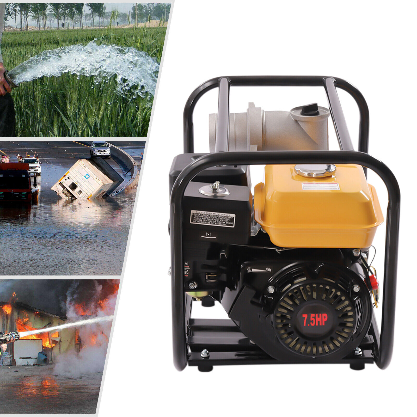 7.5HP 4-Stroke 3" Inch Gasoline Water Pump 210CC Gas Powered Water Transfer Pump