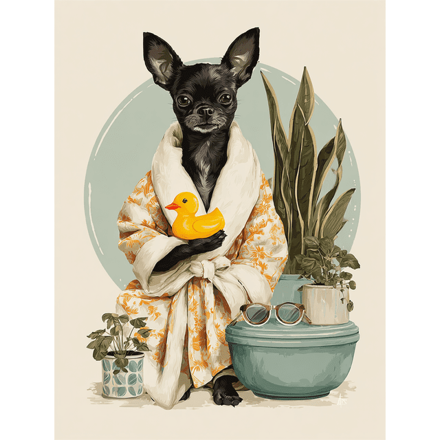 Chihuahua Robe Wall Art Canvas 15.75x11.81 Inches