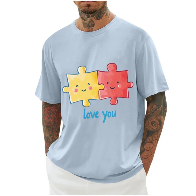Camisas de Manga Larga para Hombres Imprimir Casual Cuello Redondo Blusa de Manga Corta, Camisas de Lino para Hombres
