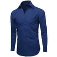 thumbnail image 2 of Men's Classic Fit Long Sleeve Wrinkle Resistant Button Down Premium Dress Shirt (Royal Blue,2XL), 2 of 4
