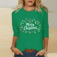 thumbnail image 2 of LiMoi Women's 3/4 Sleeve Round Neck Top with Festive Merry Christmas Lettering Tees Tshirts Shirts Blouse for Celebration My Items, 2 of 5