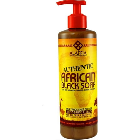 Alaffia Authentic African Black Soap with Fair Trade Shea Butter Tangerine Citrus 16 oz