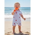 thumbnail image 6 of BemeyourBBs Newborn Baby Boy Girl Lobster Outfits Crayfish Crab Romper Infant Summer Clothes Stripe Print Embroidery Short Sleeve Lapel Button Down Jumpsuit, 6 of 9