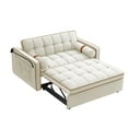 thumbnail image 6 of Convertible Sleeper Sofa Bed with Mobile phone holder, Sofa Couch with Pillows and Side Pockets, Adjustable Back Sofa for Small Space, Living Room, Apartment,Beige, 6 of 9