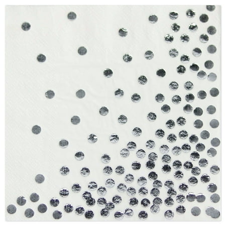 - Andaz Press Silver Foil Polka Dot Lunch Napkins 6.5-Inch, 50-Pack, Shiny Metallic Party Supplies Tableware Decoration