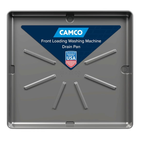 Camco 20788 Low Profile Washing Machine Drain Pan with PVC Fitting, 30.5" x 34.5"
