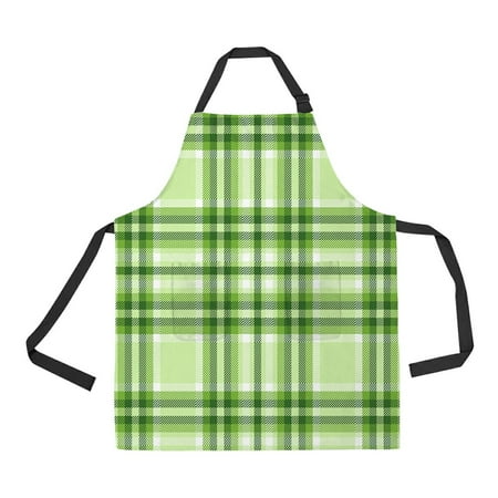 

ECZJNT tartan plaid pattern Adjustable Bib Kitchen Apron with Pockets for Women Men