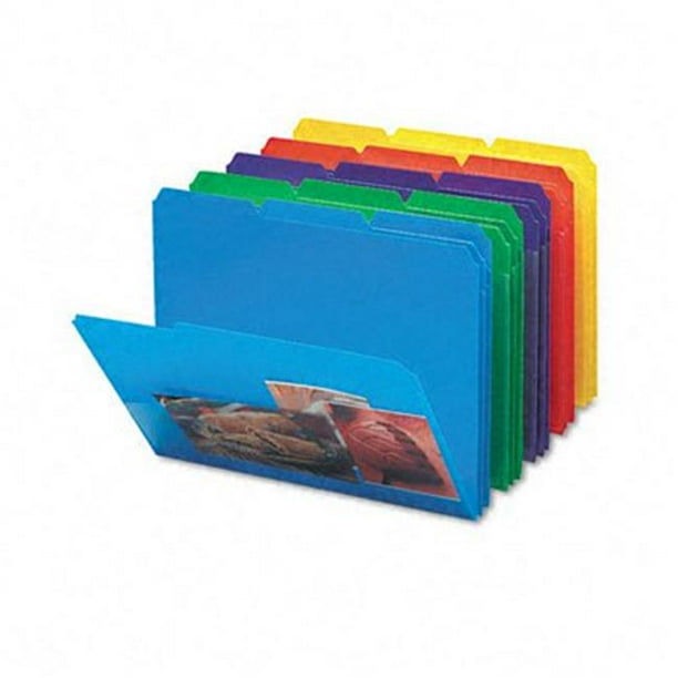 Slash Pocket Poly File Folders 1/3 Cut Top Tab Letter Assorted 30/Box
