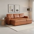 thumbnail image 4 of Ilios Innova | Sofá Cama Kairo Café de Cuero Sintético, Chaise Longue/Cama Extraíble, 3 Plazas, Estructura de Madera, Funcional y Moderno., 4 of 9