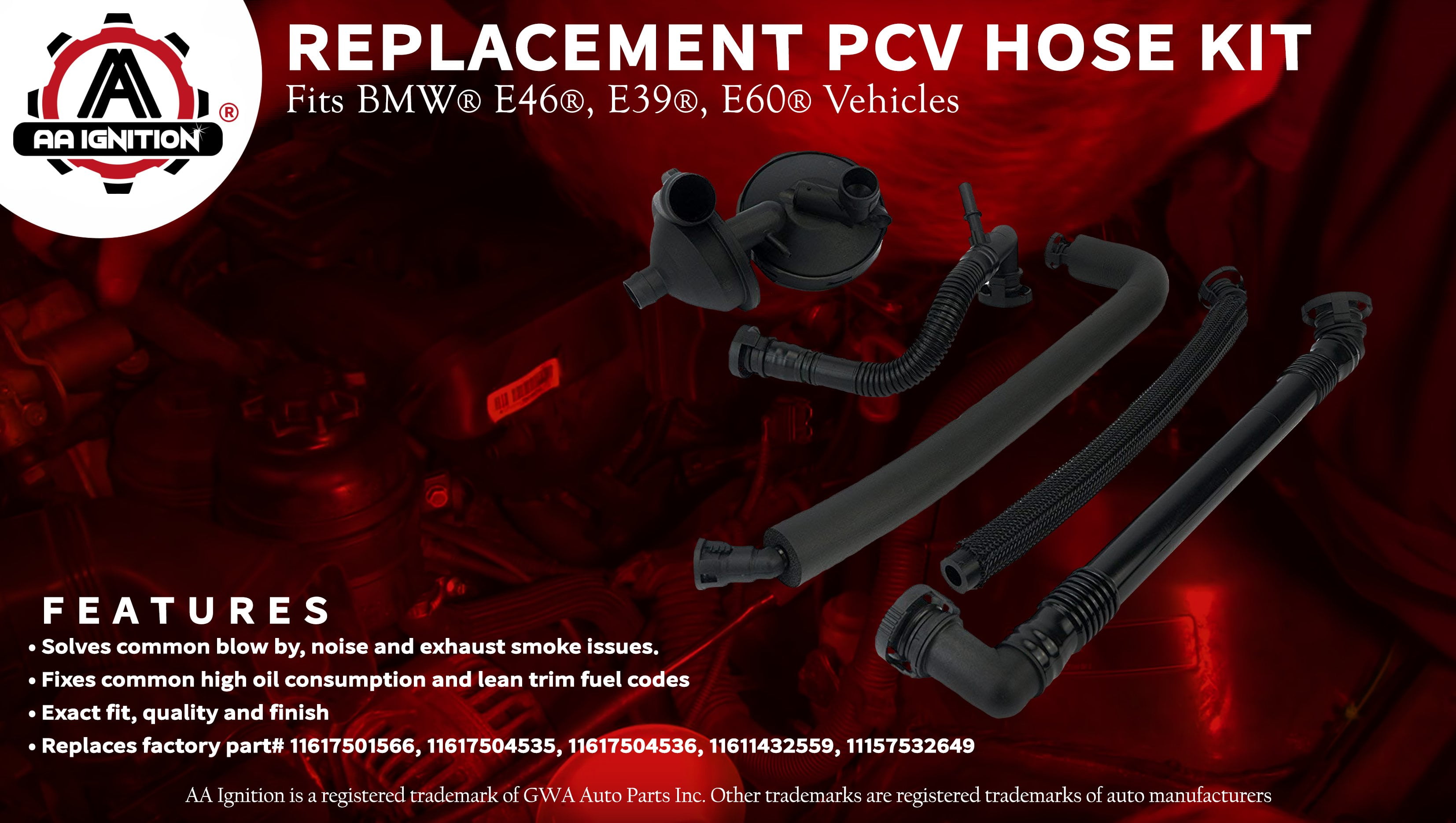 Motors PCV Crankcase Vent Valve Breather Hose Kit For BMW E46 325 330i 325 Super