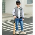 thumbnail image 2 of Aideaone Kids Baseball Jackets Boys Button up Toddler School Varsity Uniform Casual Sport Coat for Toddler Boy 3-6T, 2 of 8