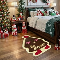 Sahpxhe Christmas Imitation Floor Mat for Christmas Decorations, Durable Beautiful Non-slip Door Mat for Xmas Door Entrance Bathroom 31.5x19.7 Inch Brown