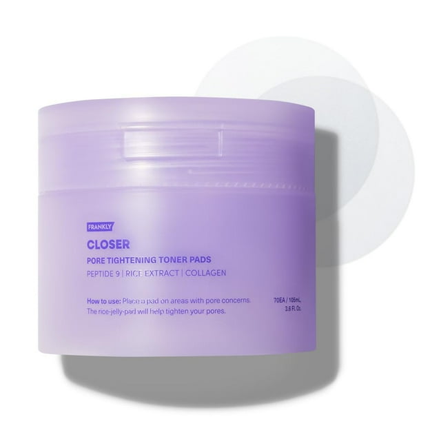 Frankly Closer Toner Pads 70Pcs | Pore Minimizing & Moisturizing Jelly Pads For Smooth Skin | 9 Peptides Vegan Collagen & Rice Extract | Vegan Biodegradable All Skin Types Korean Skincare