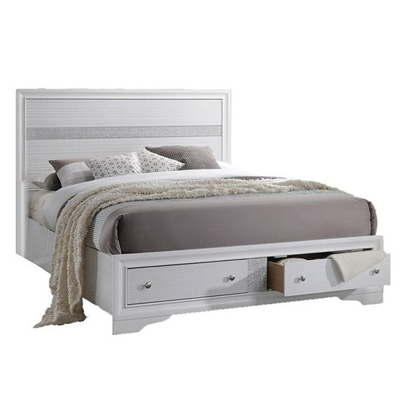 Matrix Traditional Style Full Size Storage Bed made with Wood in White