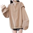 thumbnail image 2 of HongQid Womens Oversized Sweatshirts Fall Fashion V Neck Hoodies Loose Fit Winter Outfits Teen Girl Clothes, 2 of 7